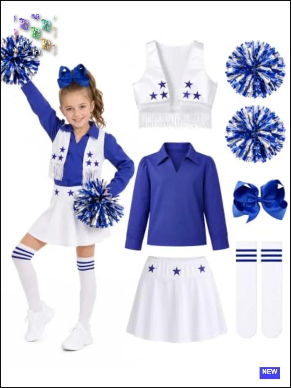 Girls Cheerleader Costume Uniform Kids Halloween Outfit Set